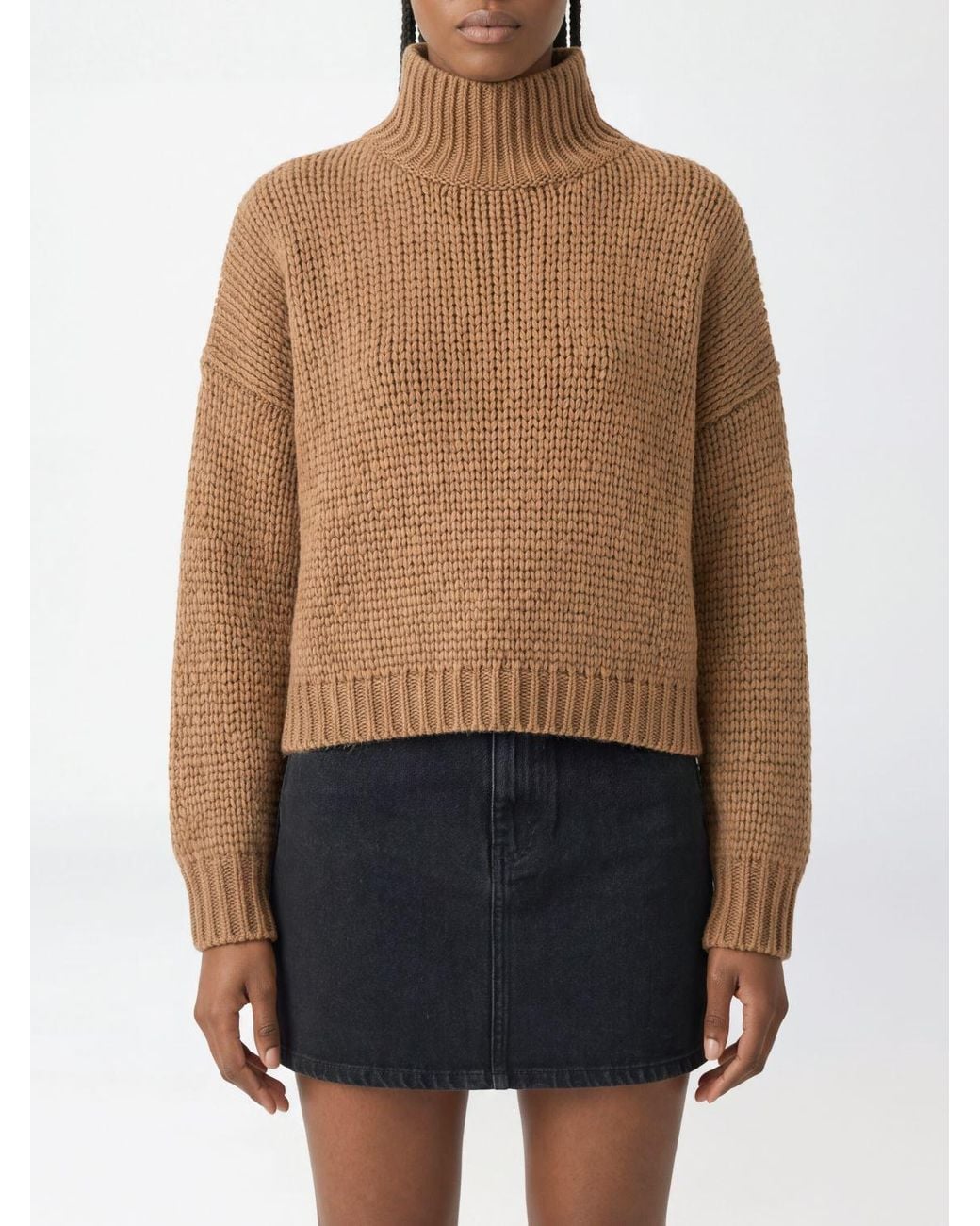 Roberto Collina Blue Wool Blend Turtleneck Jumper With Dropped Shoulders