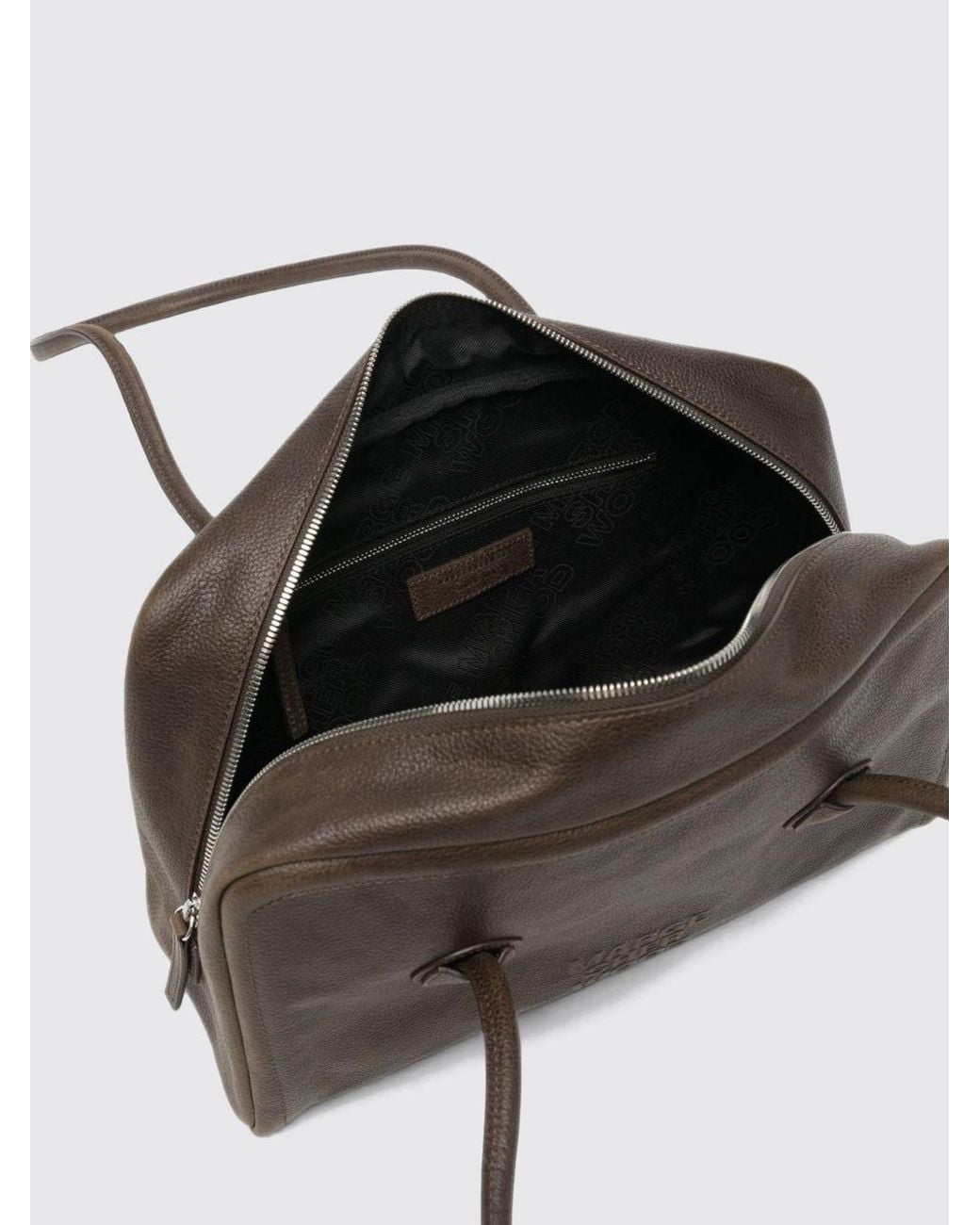 MARGE SHERWOOD Black Boston Grained Calf Leather Shoulder Bag With Double Handle