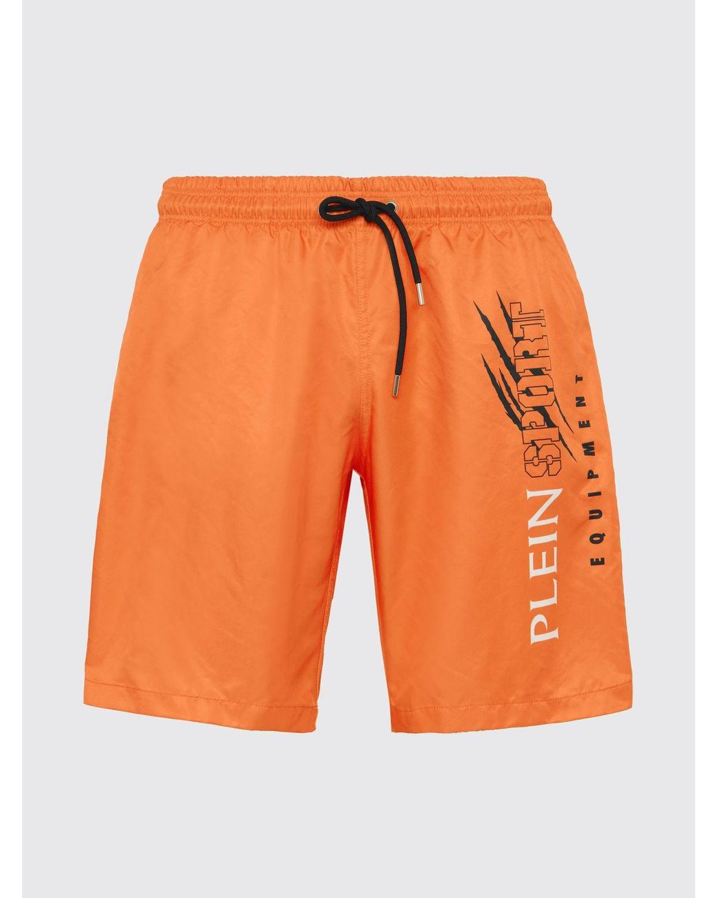 Philipp Plein Orange Nylon Swim Trunks With Contrasting Logo And Drawstring for men