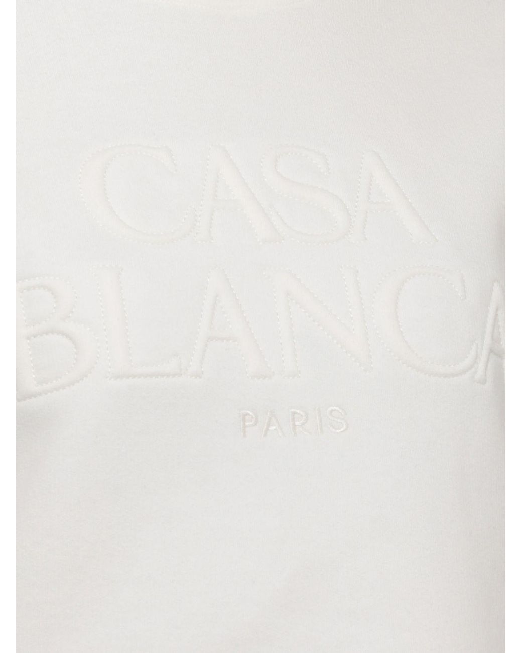 Casablanca White Cotton And Cashmere Blend Crewneck Sweatshirt With Tone-On-Tone Logo