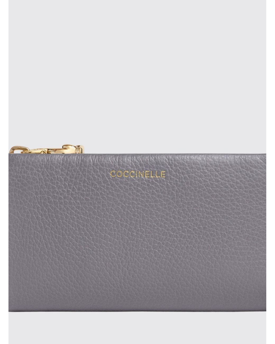 Coccinelle Gray C-Me Large Grained Leather Purse With Press-Stud Closure