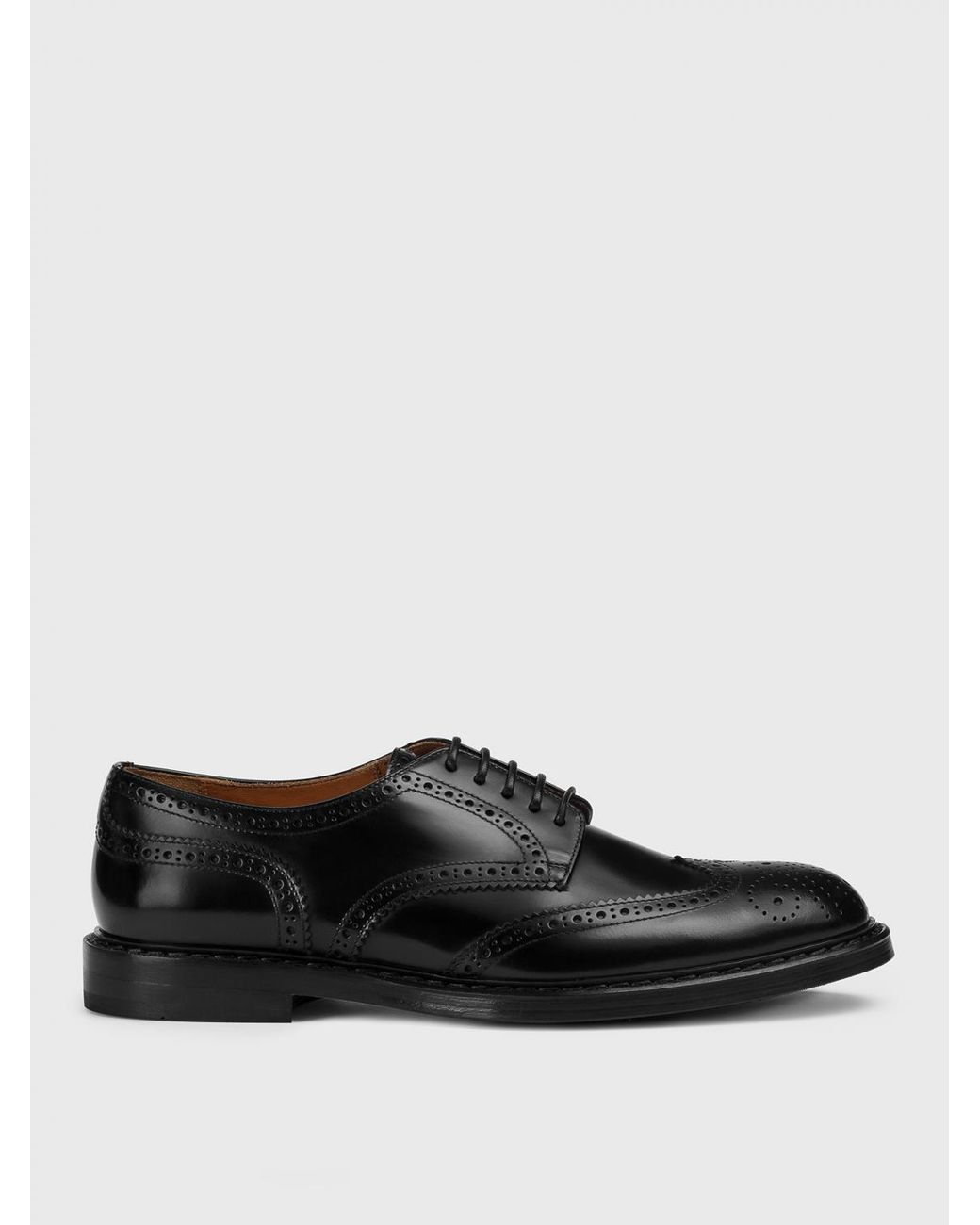 Doucal's Black Brushed Leather Derby Shoes With Brogue Motif for men