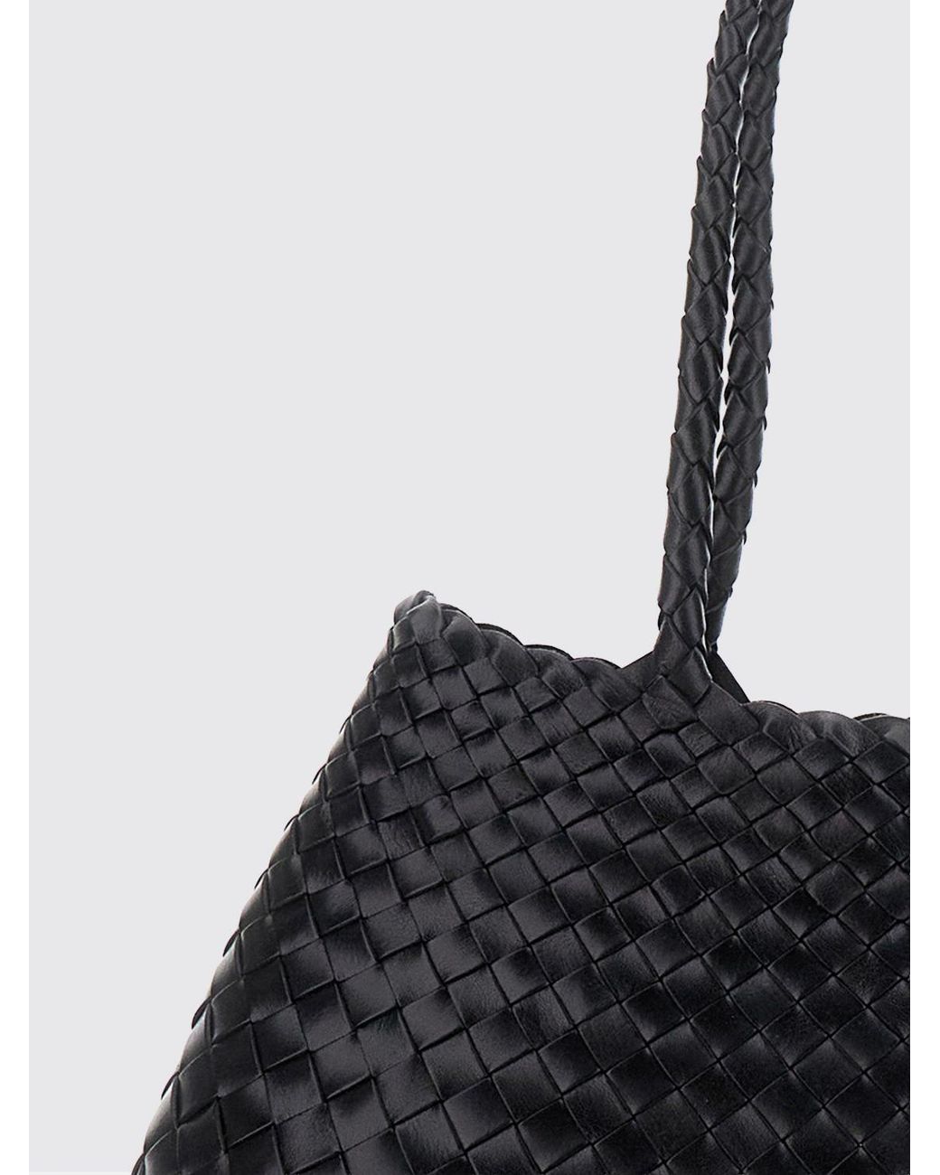 Dragon Diffusion Black Santa Croce Schultertasche Aus Geflochtenem Leder Mit Doppeltem Griff Von
