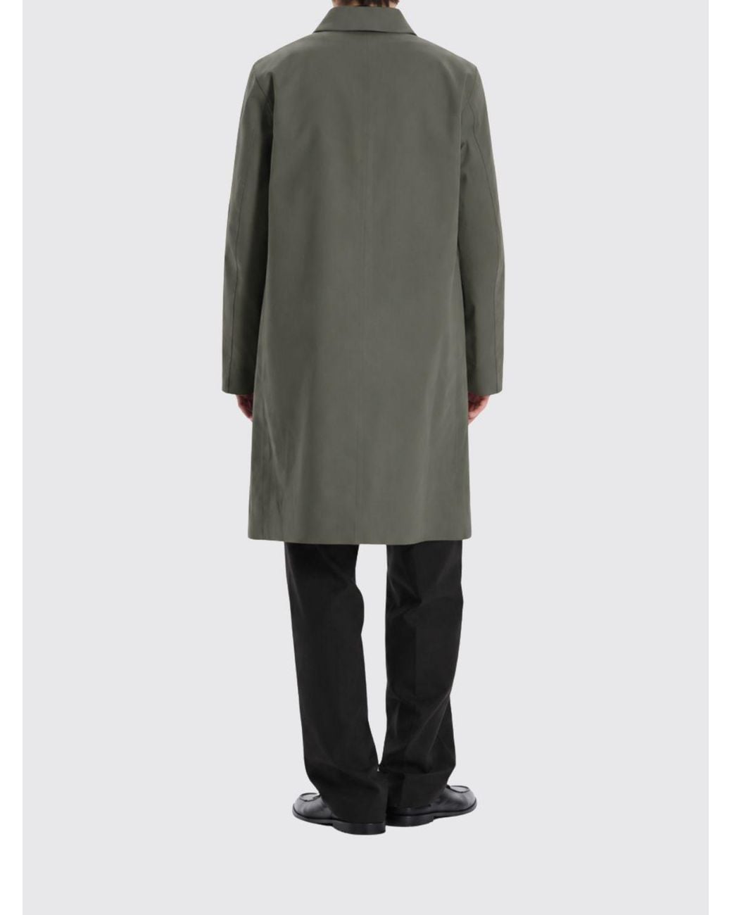 Mackintosh Green Single-Breasted Polyester Trench Coat With Classic Collar for men