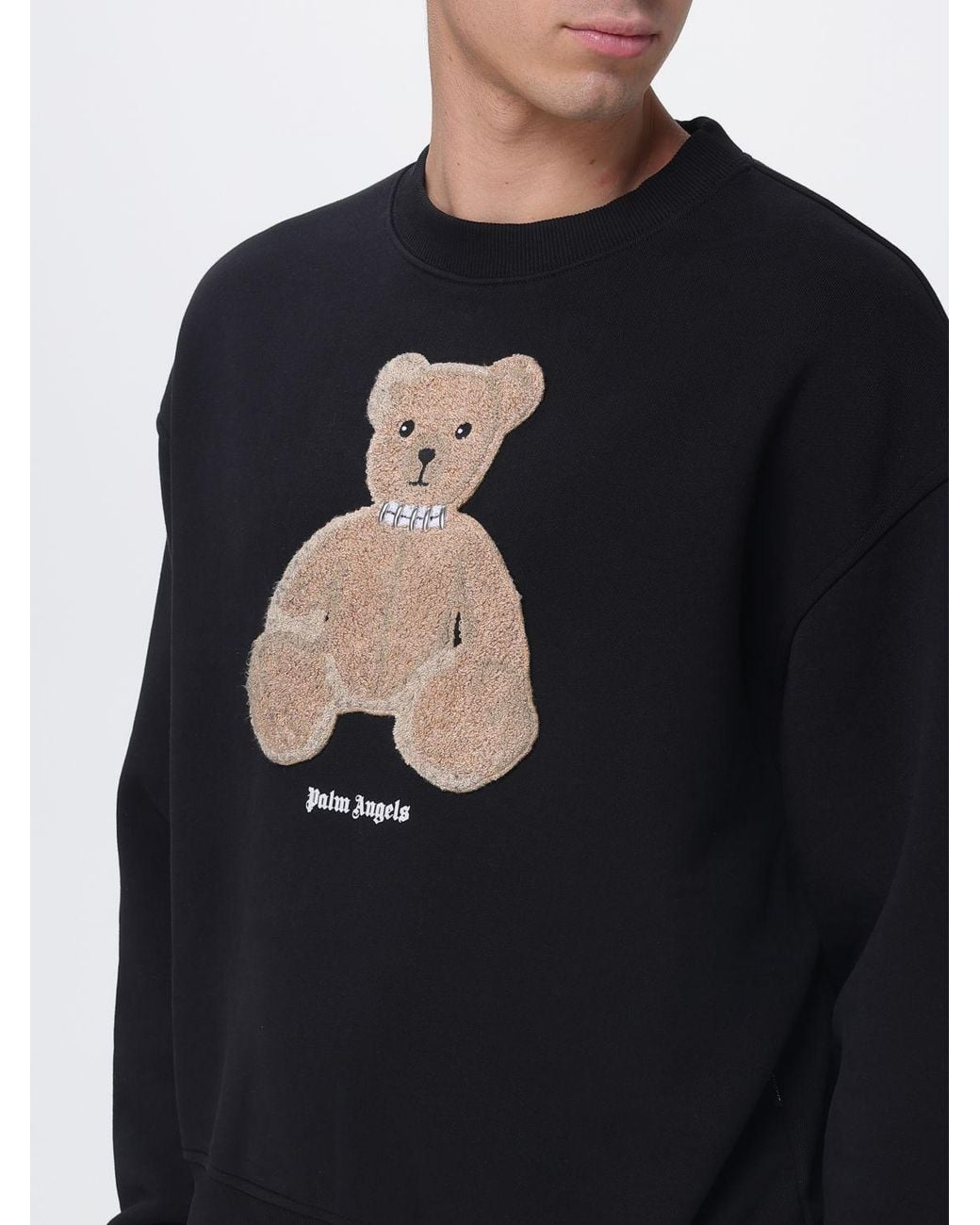 Palm Angels Blue Teddy Bear Cotton Sweatshirt With Embroidery for men
