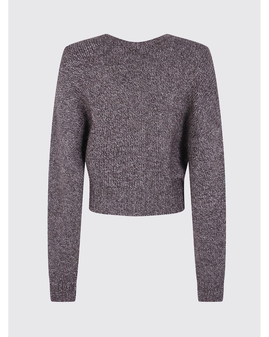 Mrz Purple Mohair Wool Blend Crewneck Jumper With Ribbed Edges
