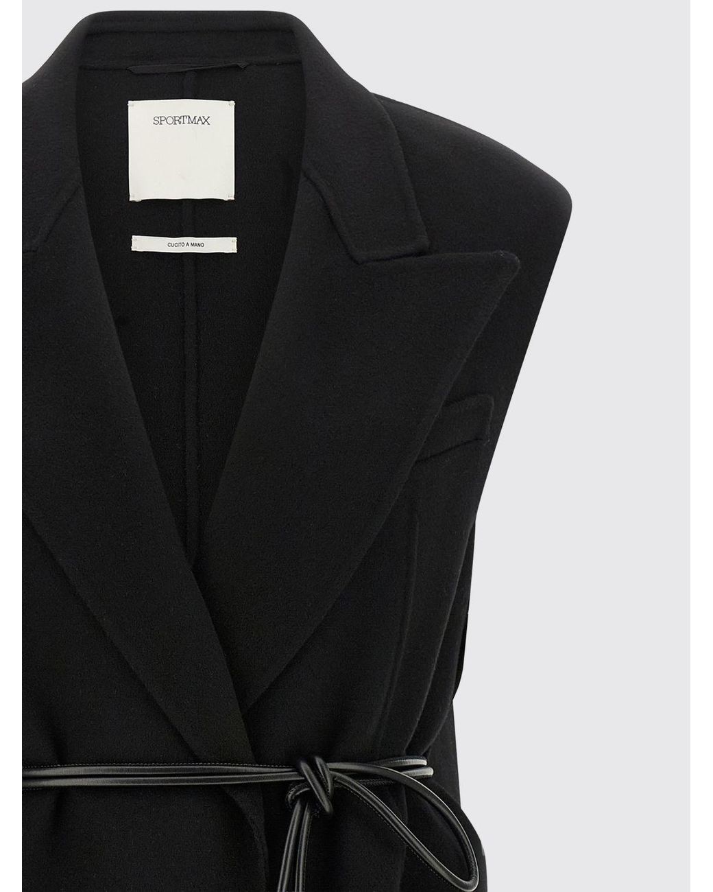 Sportmax Black Belted Pure Virgin Wool Robe Vest