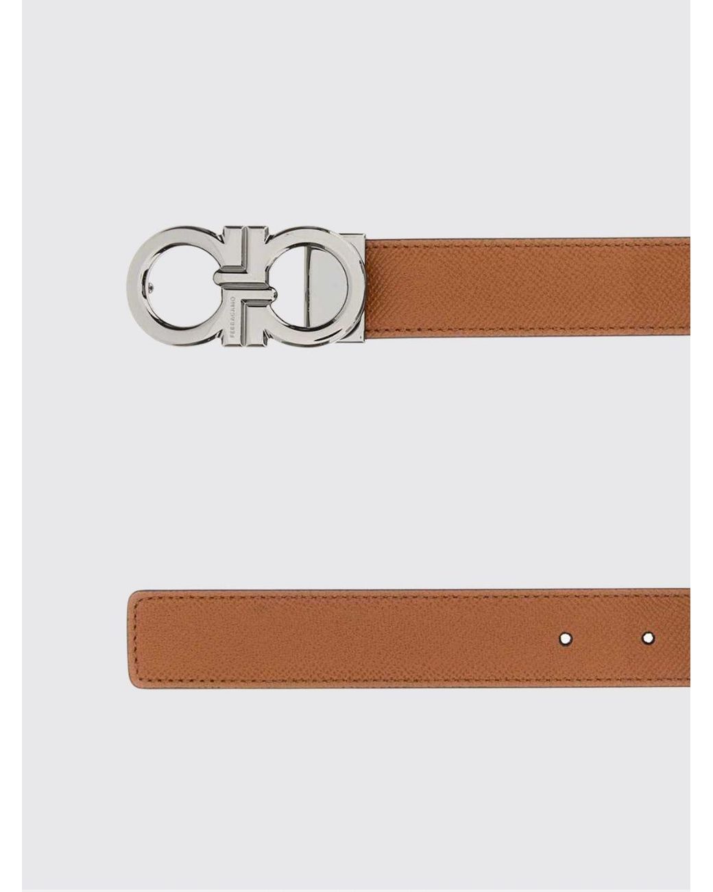 Ferragamo White Reversible Leather Belt With Gancini Buckle for men