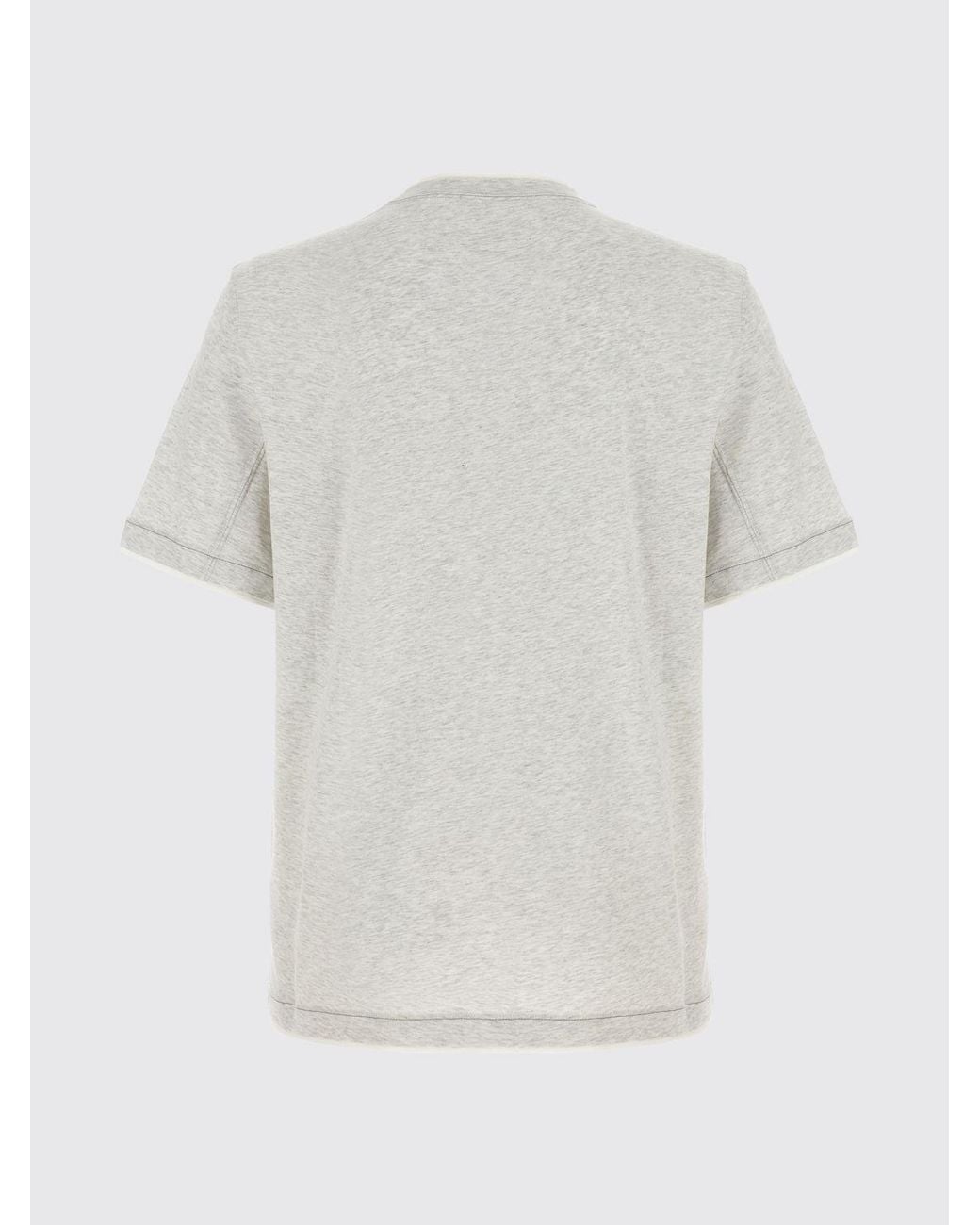 Brunello Cucinelli Gray Slim Fit Cotton T-Shirt With Contrast Logo And Trims for men