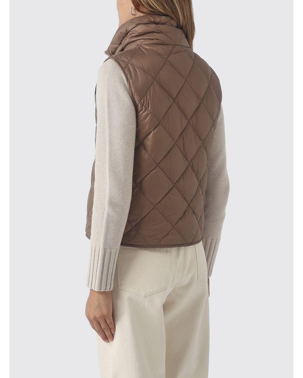 Max Mara Natural Tregic High-Neck Quilted Nylon Padded Gilet