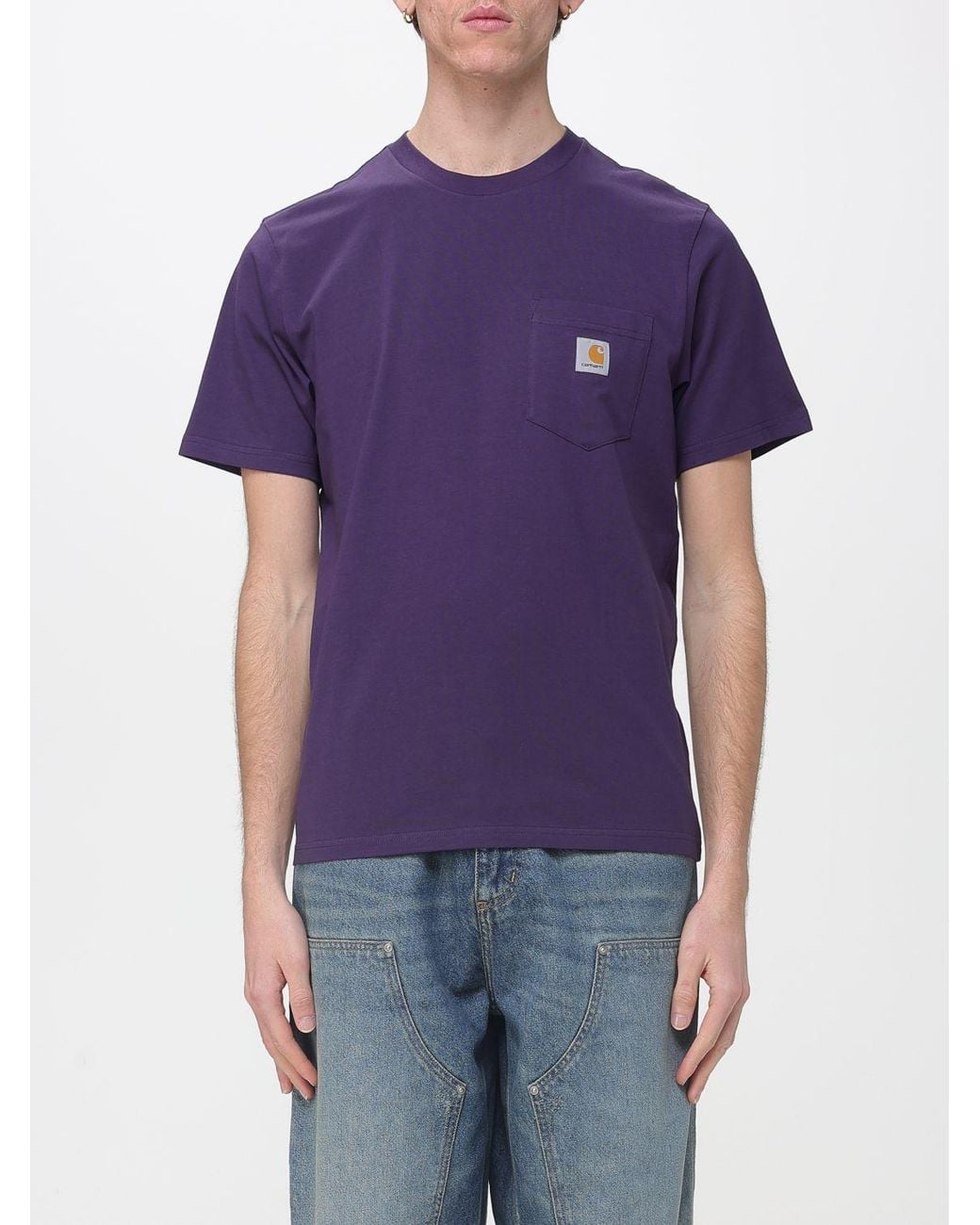Carhartt Purple Cotton Jersey T-Shirt With Logo for men