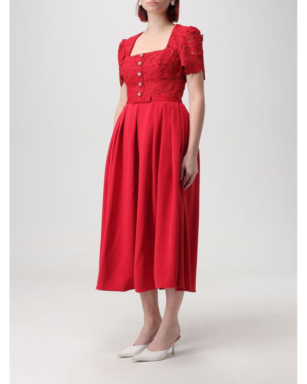 Self portrait red store dress sale