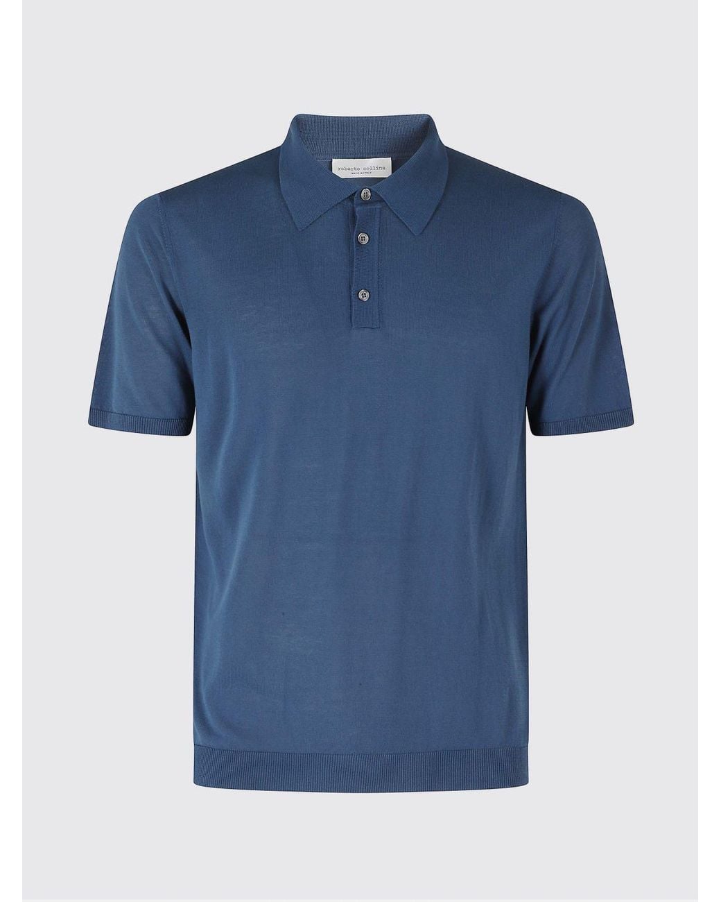Roberto Collina Blue Knit Polo Shirt for men