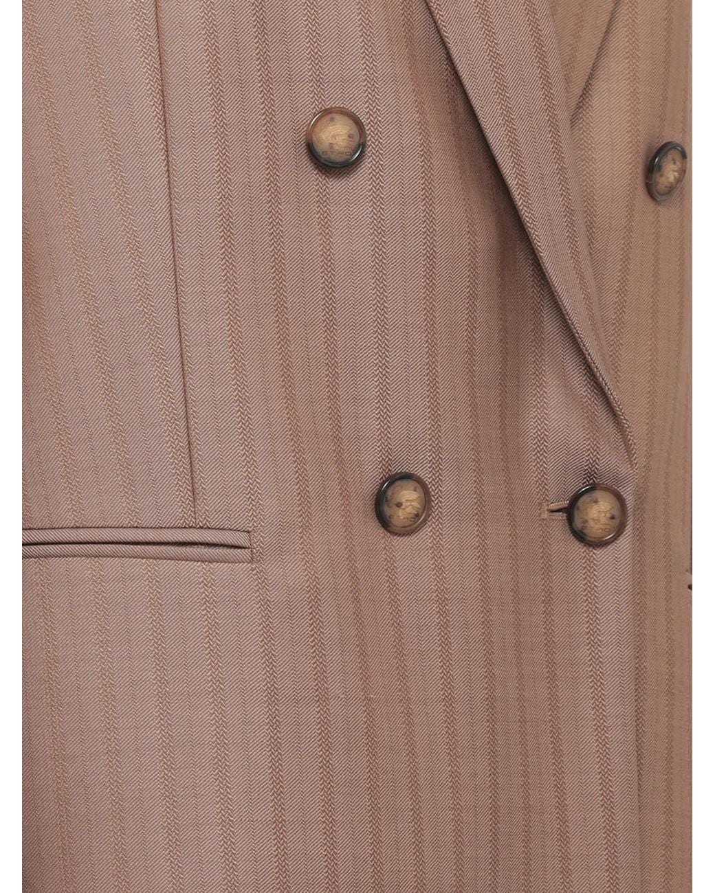 Etro Brown Oversized Double-Breasted Pinstriped Wool Blazer