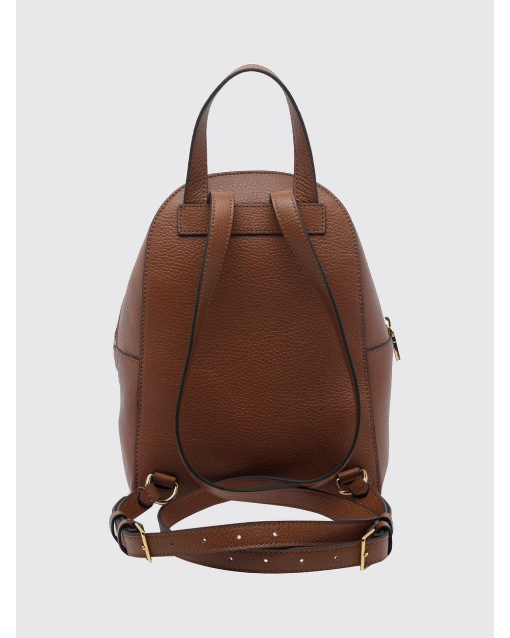 Coccinelle Brown Beat Generation Small Leather Backpack With Front Pocket