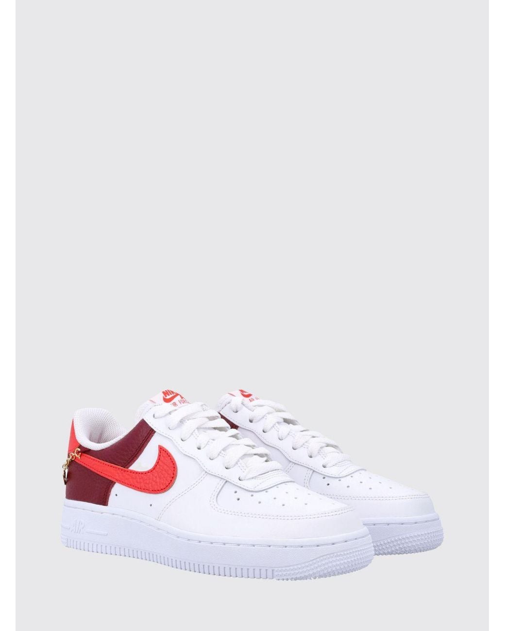 Nike White Air Force 1 '07 Grained Leather Sneakers With Charm And Embroidered Logo