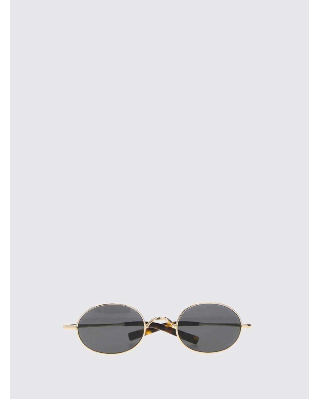Saint Laurent White Oval Metal Sunglasses With Dark Lenses And Engraved Logo for men
