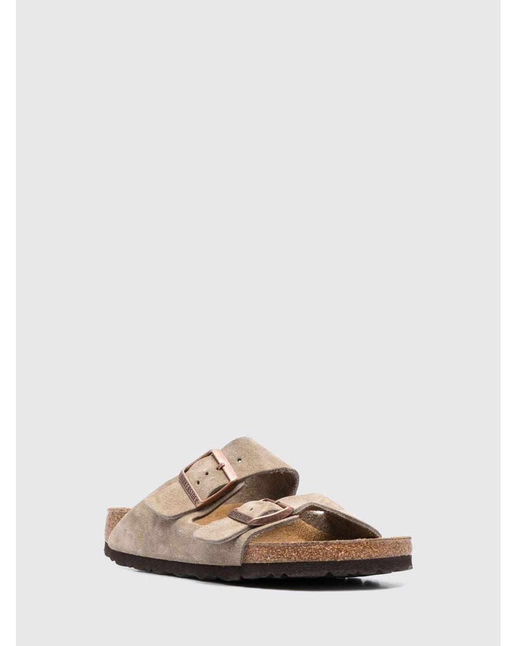 Birkenstock Natural Arizona Suede Sandals With Double Strap