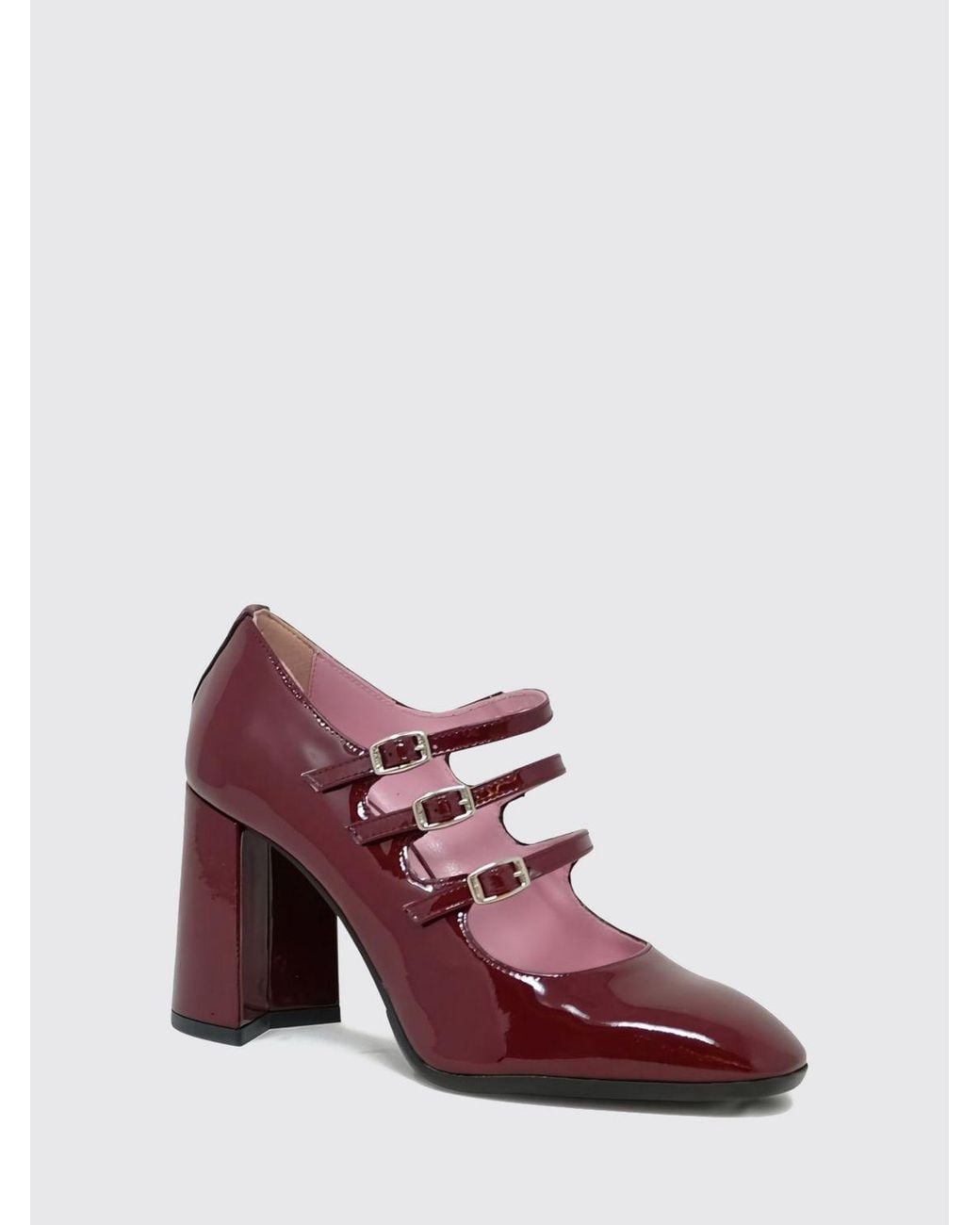CAREL PARIS Purple Keel Patent Leather Mary Jane Pumps With High Heel