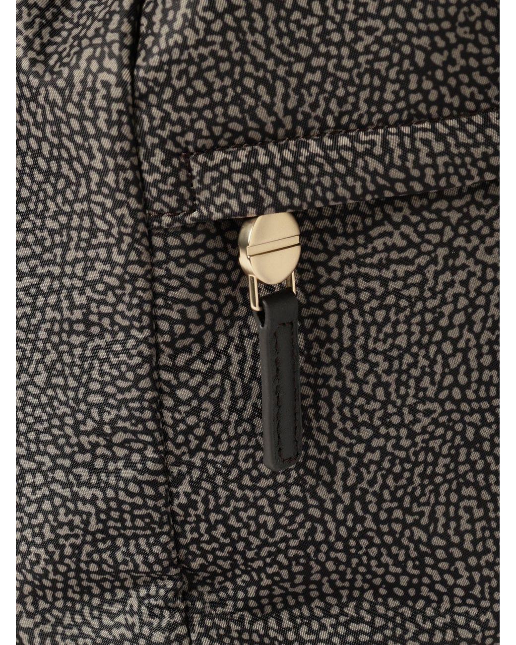 Borbonese Gray Polka Dot Recycled Nylon Backpack With Drawstring Closure