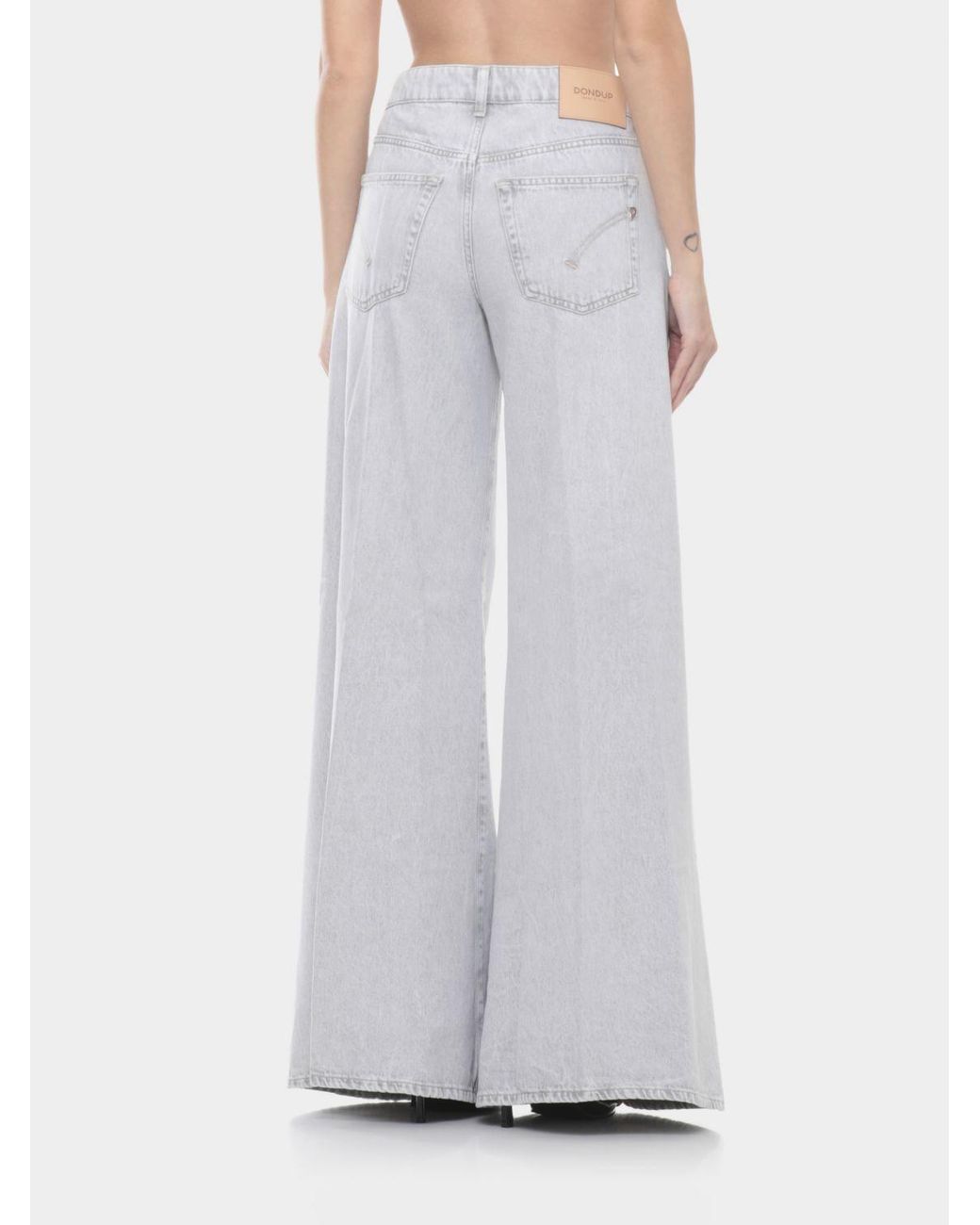 Dondup Gray Flare Cotton Denim Jeans