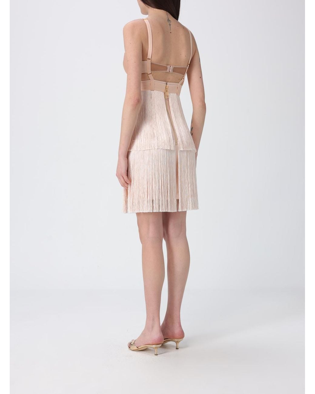 Elisabetta Franchi Pink Light Crepe And Satin Bustier Dress
