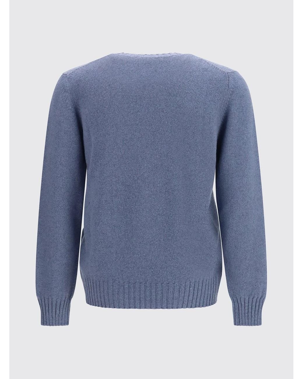 Piacenza Cashmere Blue Pure Cashmere Long-Sleeved Crew Neck Jumper for men