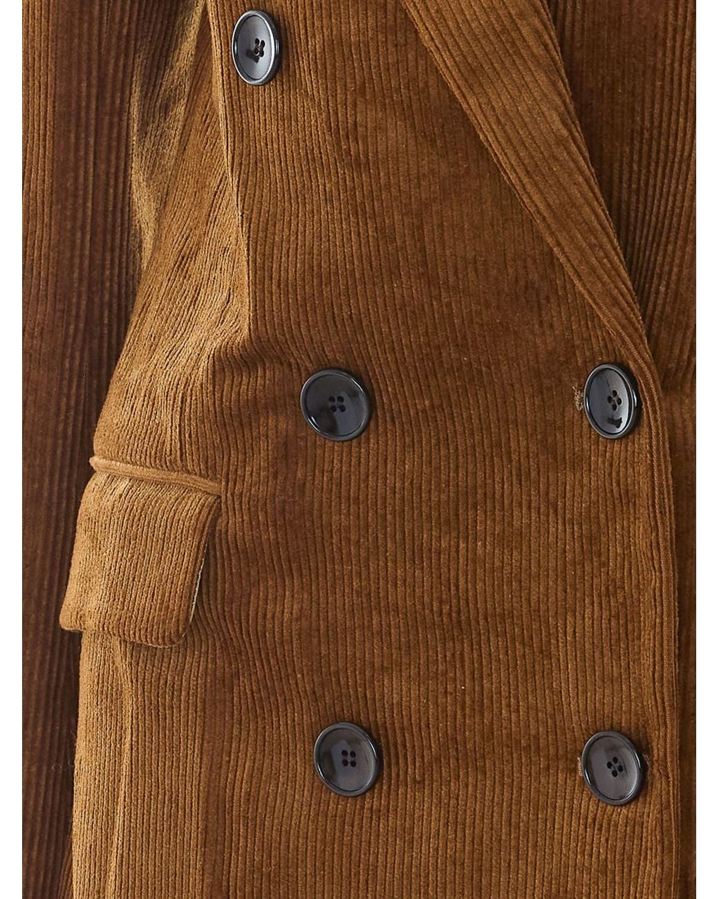 Isabel Marant Brown Double-Breasted Velvet Blazer With Peak Lapels