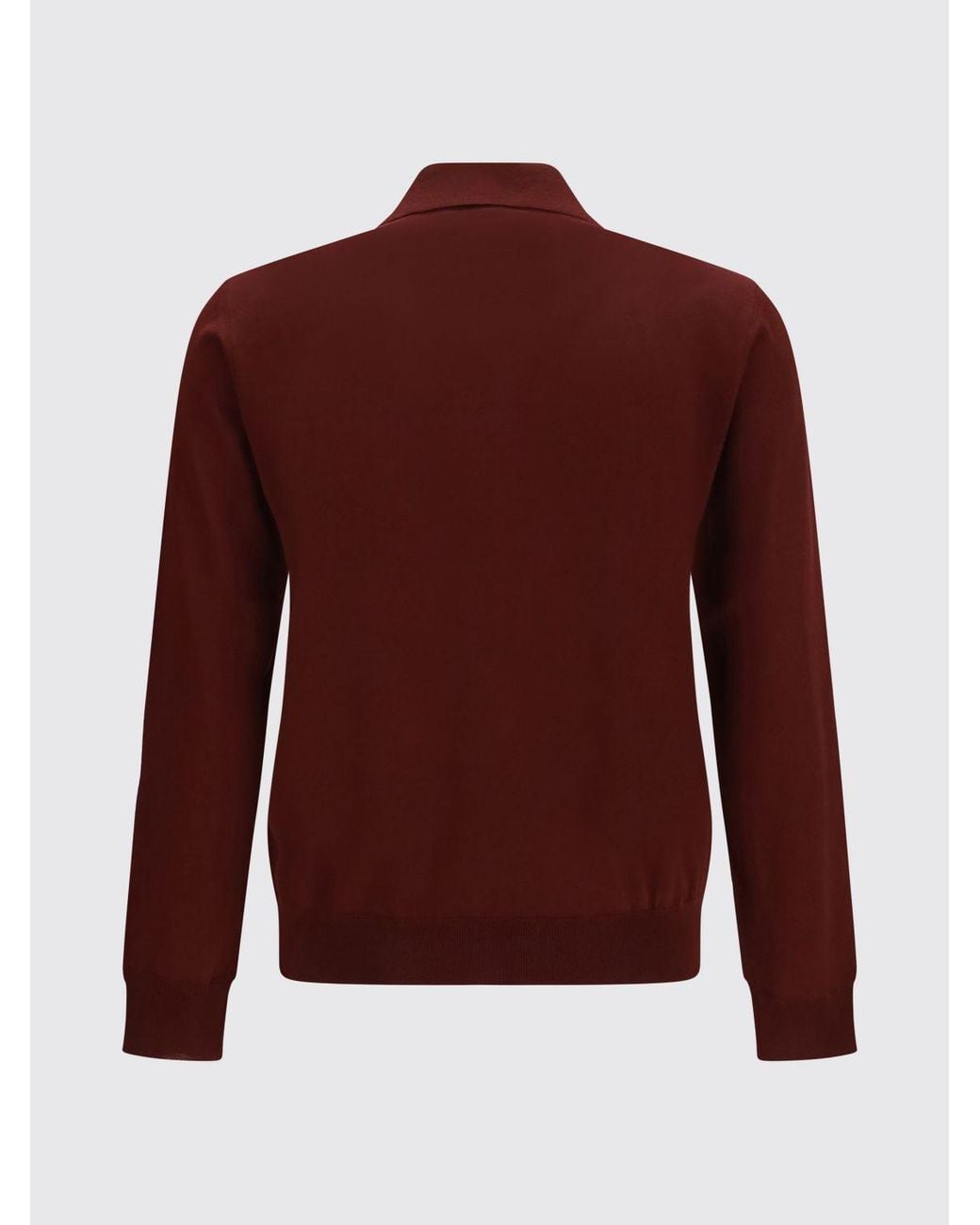 Valentino Red Long-Sleeved Knitted Virgin Wool Polo for men