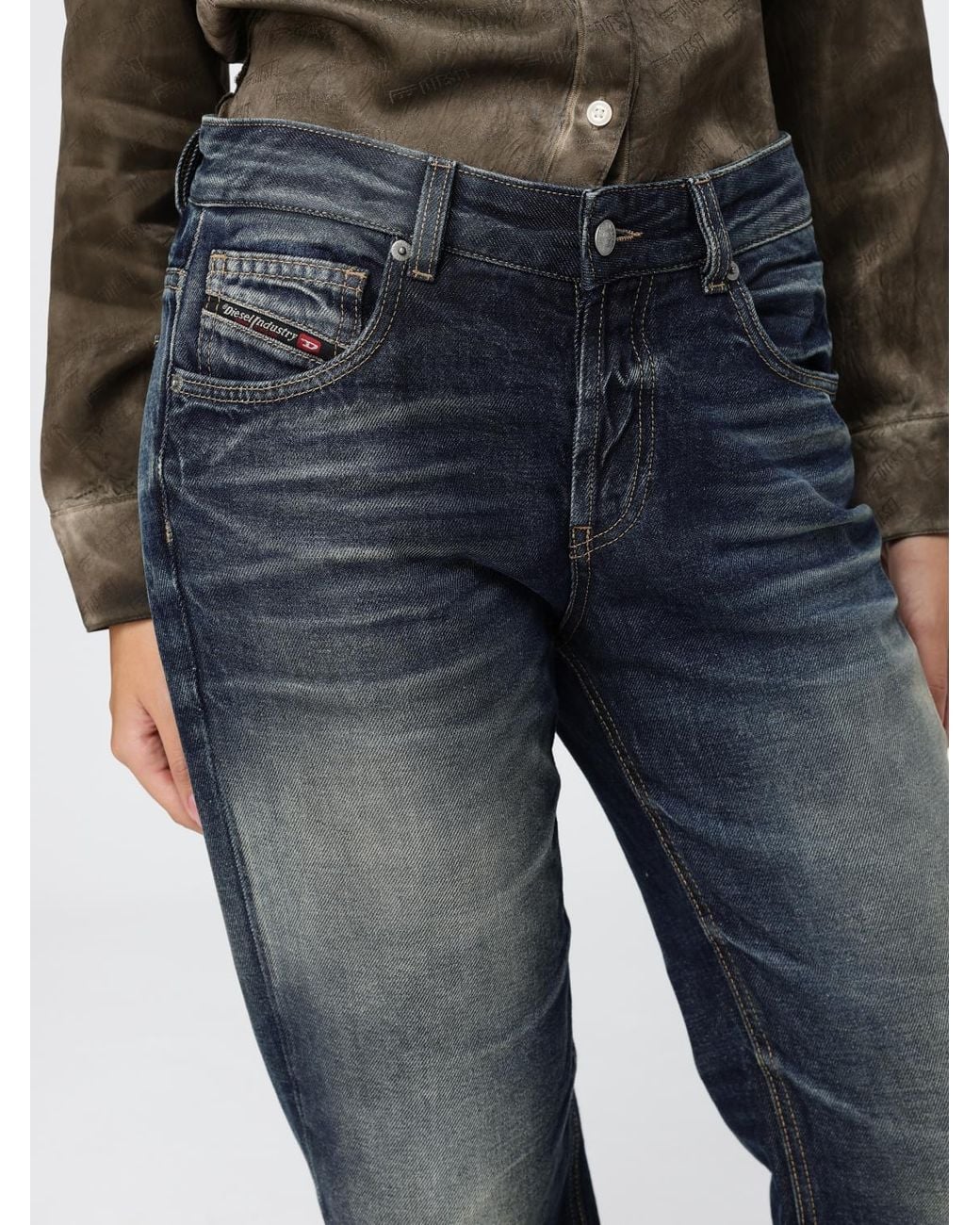 DIESEL Blue D-Heel High-Waisted Straight Jeans