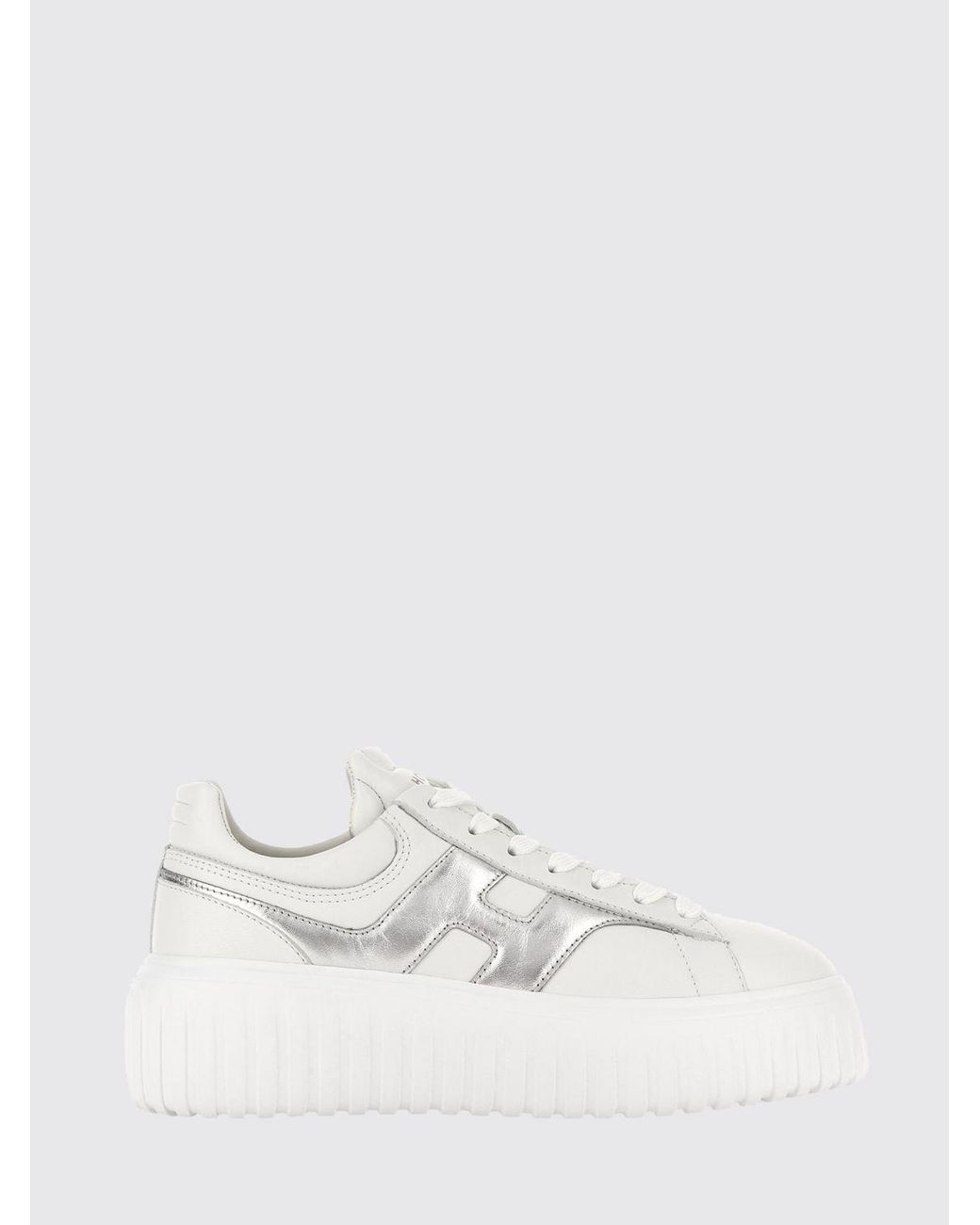 Hogan White Platform Sneakers With Metallic Accents