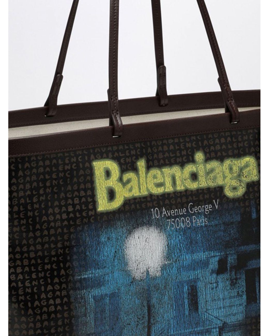 Balenciaga Black Tote Select Large Coated Cotton Tote Bag With Graphic Print