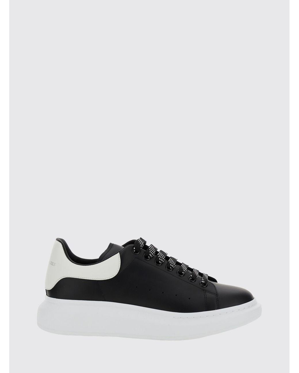 McQueen Black Oversize Calf Leather Sneakers With Suede Insert And Chunky Sole for men