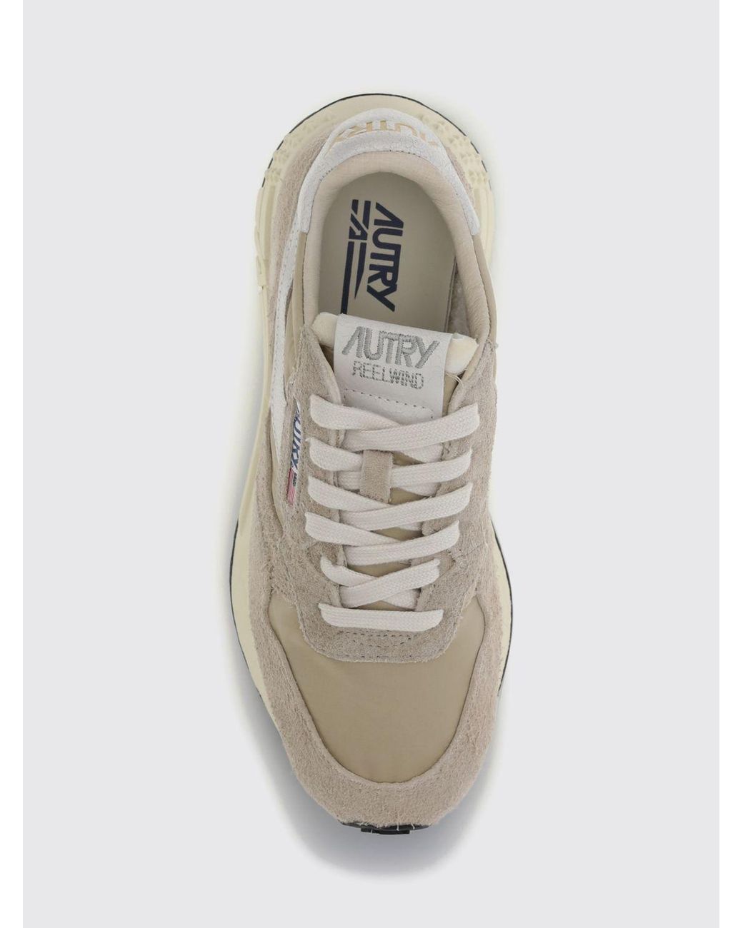 Autry White Reelwind Nylon And Suede Sneakers With Serrated Sole