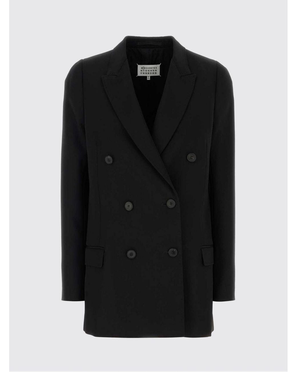 Maison Margiela Blue Double-Breasted Pure Wool Blazer With Notched Lapels And Dropped Shoulders
