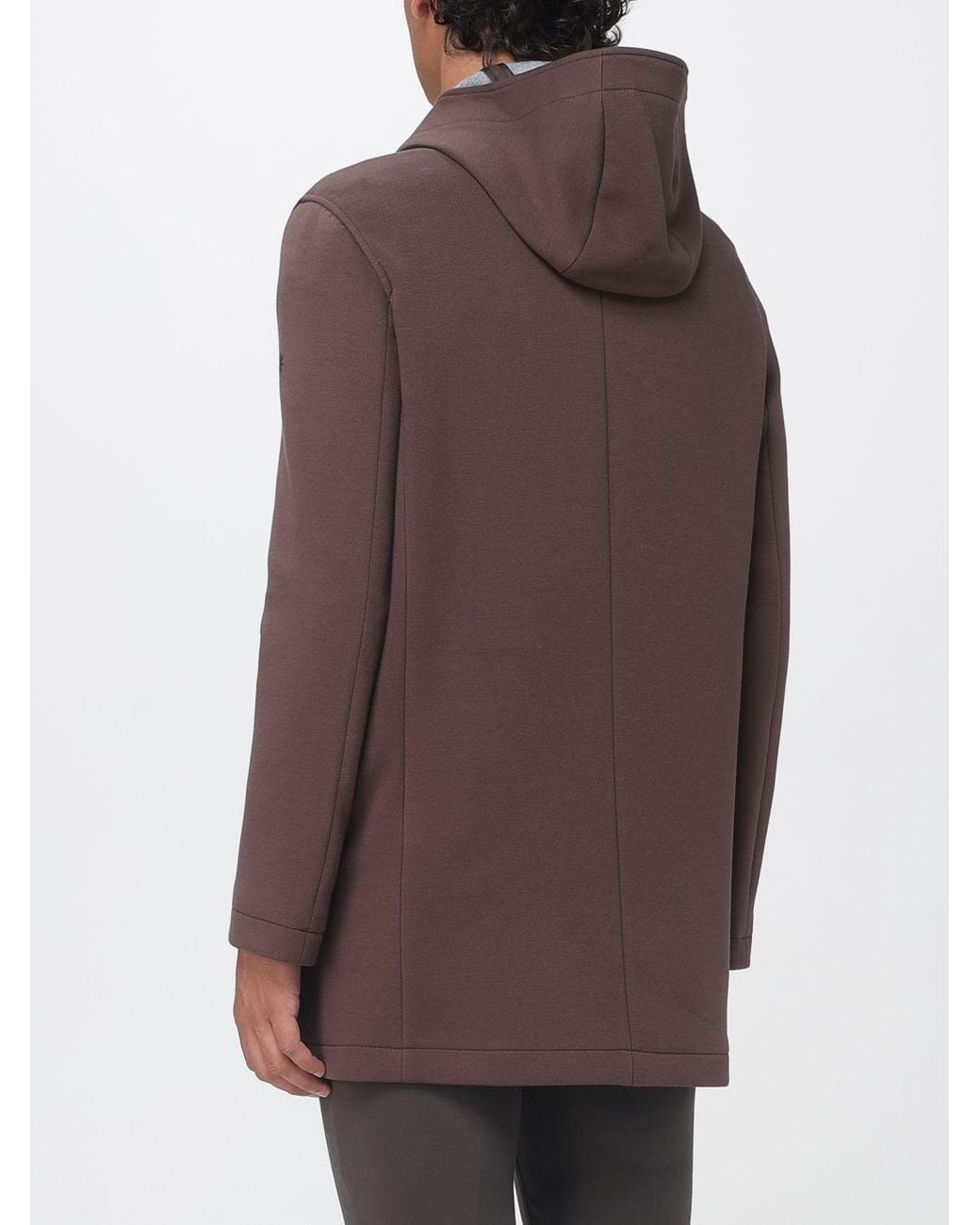 Manuel Ritz Purple Knee-Length Single-Breasted Hooded Coat With Concealed Fastening for men