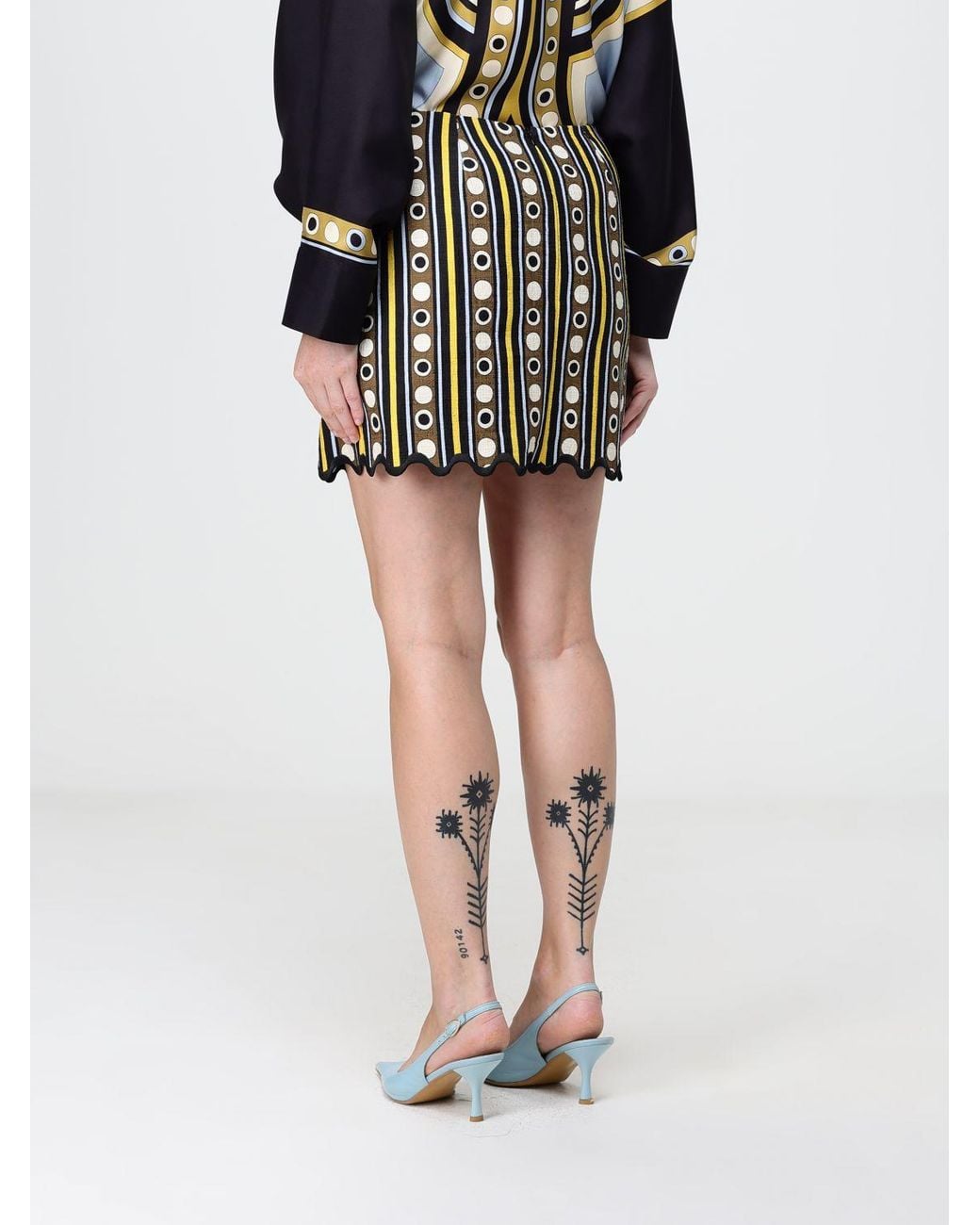 LaDoubleJ Black Baia High-Waisted Geometric Print Stretch Cotton Mini Skirt