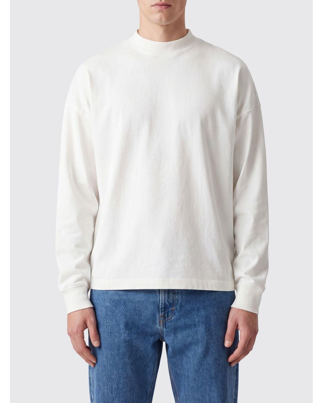 T-Shirt À Manches Longues En Coton Avec Col Montant The Row pour homme en coloris White
