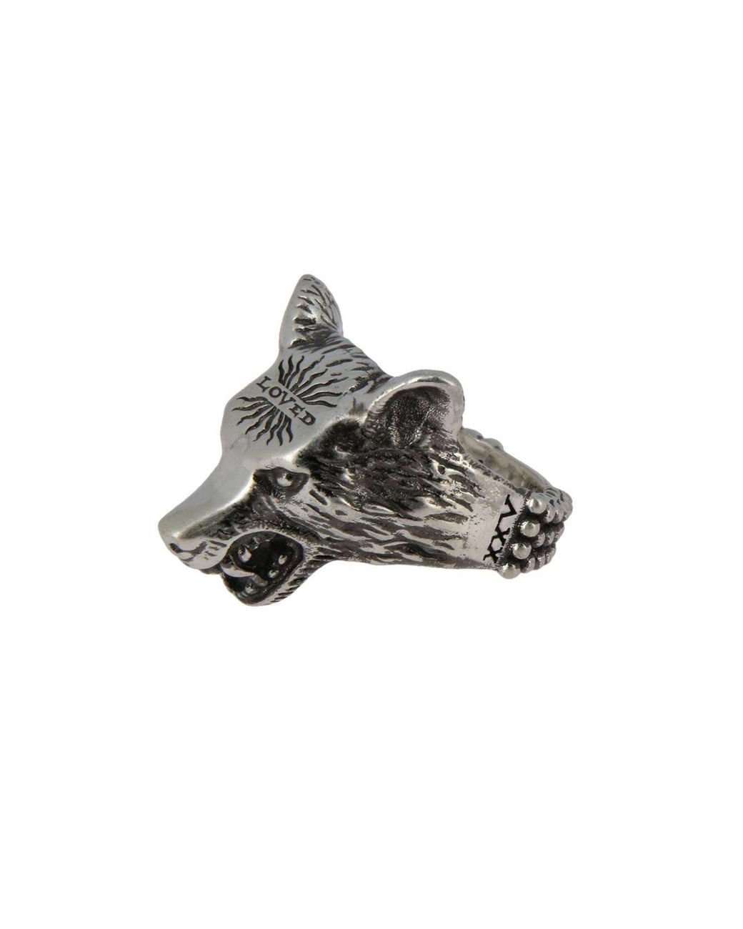 Gucci Anger Forest Wolf Head Ring In Silver in Metallic for Men | Lyst