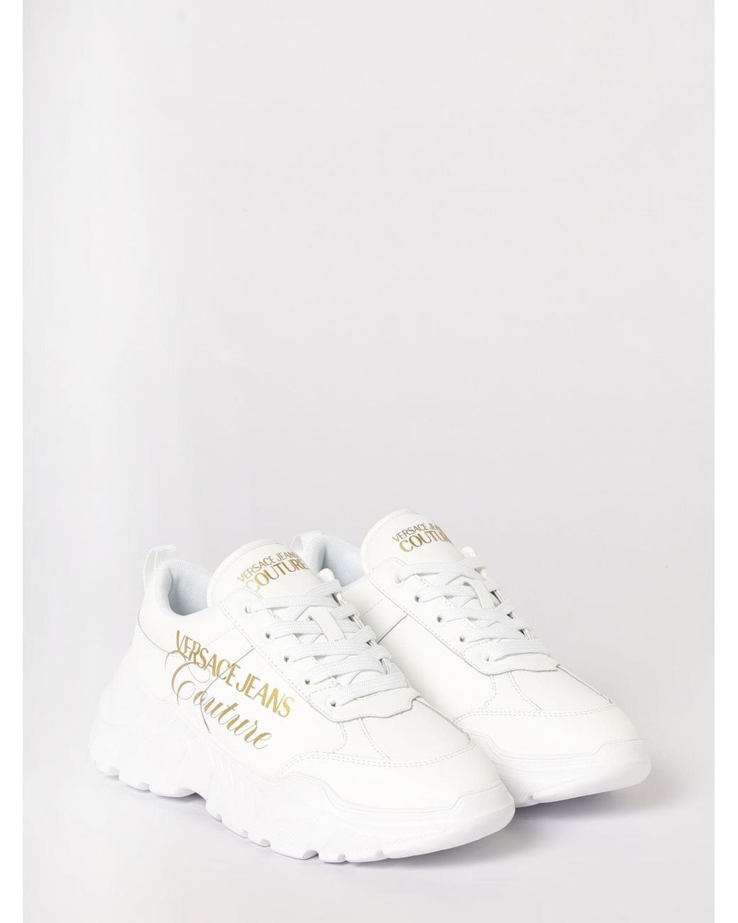 Versace Jeans Couture White Leather Sneakers With Logo