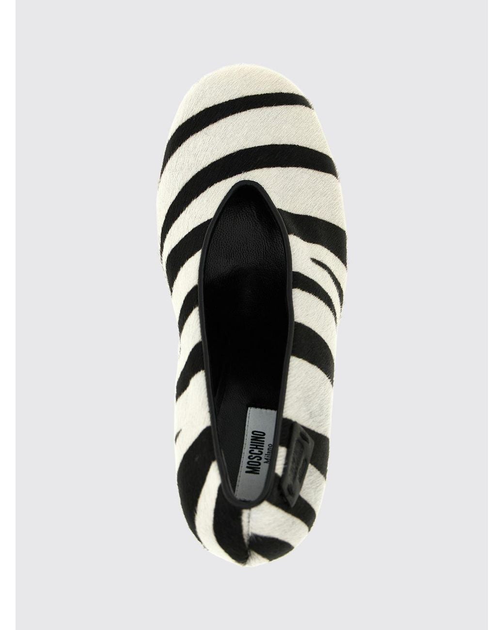 Moschino Couture White Zebra-Print Pony Hair Pumps With Spool Heel