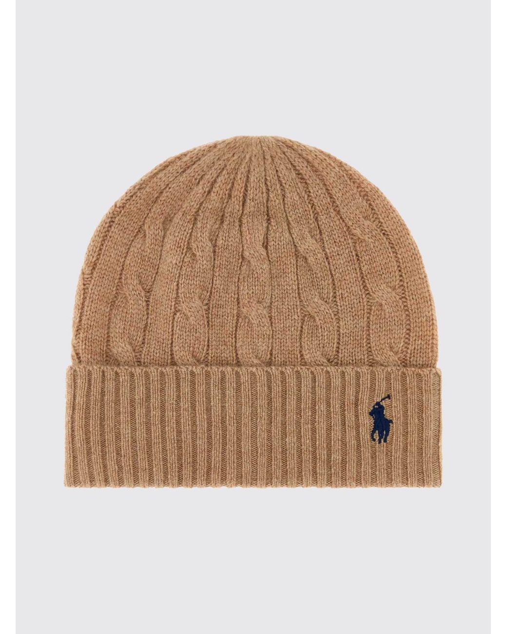 Polo Ralph Lauren Natural Wool And Cashmere Beanie With Embroidered Logo