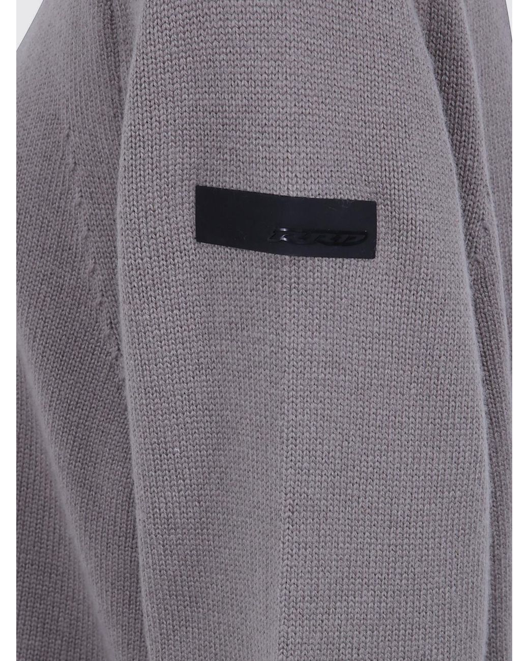 Rrd Gray Wool And Cashmere Blend Crewneck Jumper With Applied Logo for men