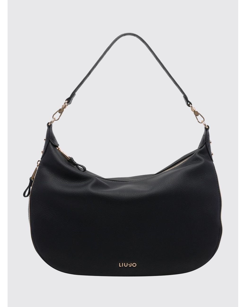 Liu Jo Black Grained Faux Leather Hobo Bag With Monogram Logo And Removable Handle