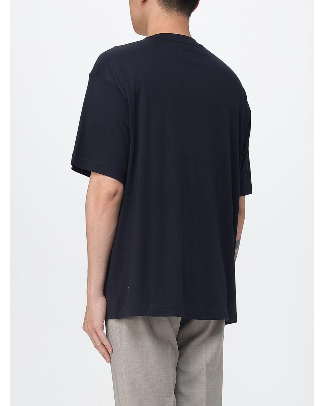 Giorgio Armani Blue Cotton Blend T-Shirt for men