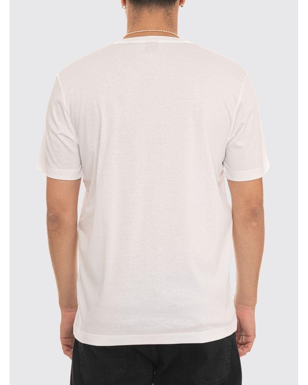Boss White Cotton Crew-Neck T-Shirt With Tone-On-Tone Logo On The Chest for men