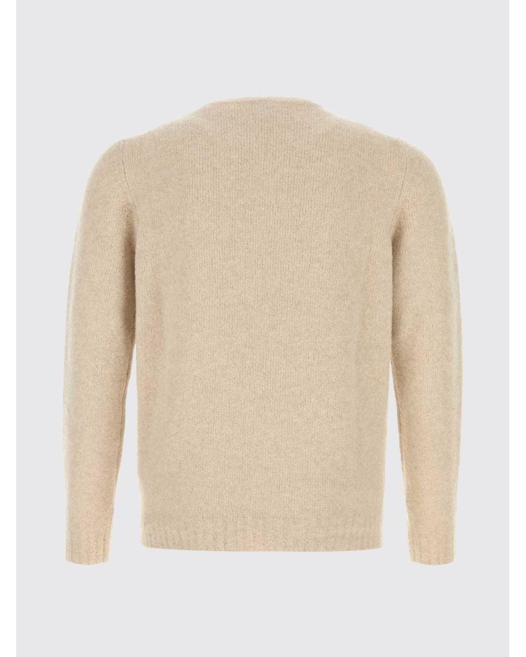 Fedeli Blue Crew-Neck Wool Blend Jumper With Long Sleeves And Ribbed Trims for men