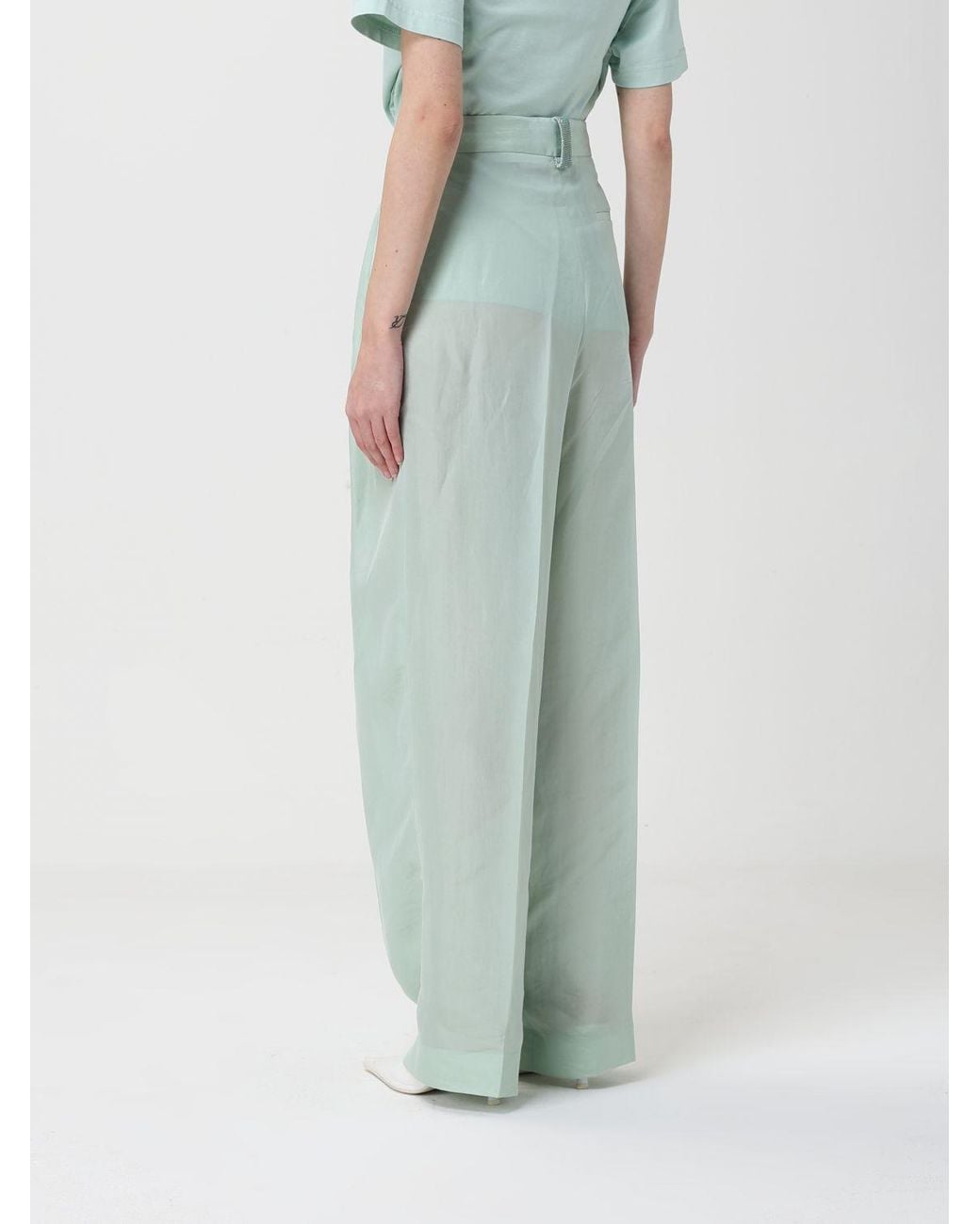 Fabiana Filippi Green Lyocell Palazzo Trousers