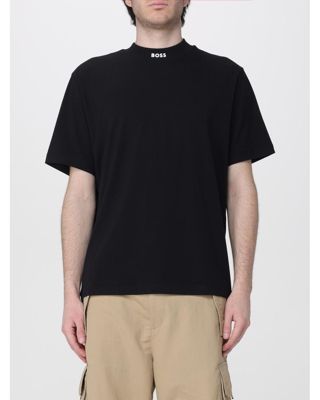 Boss Black Basic Cotton T-Shirt With Mini Logo for men