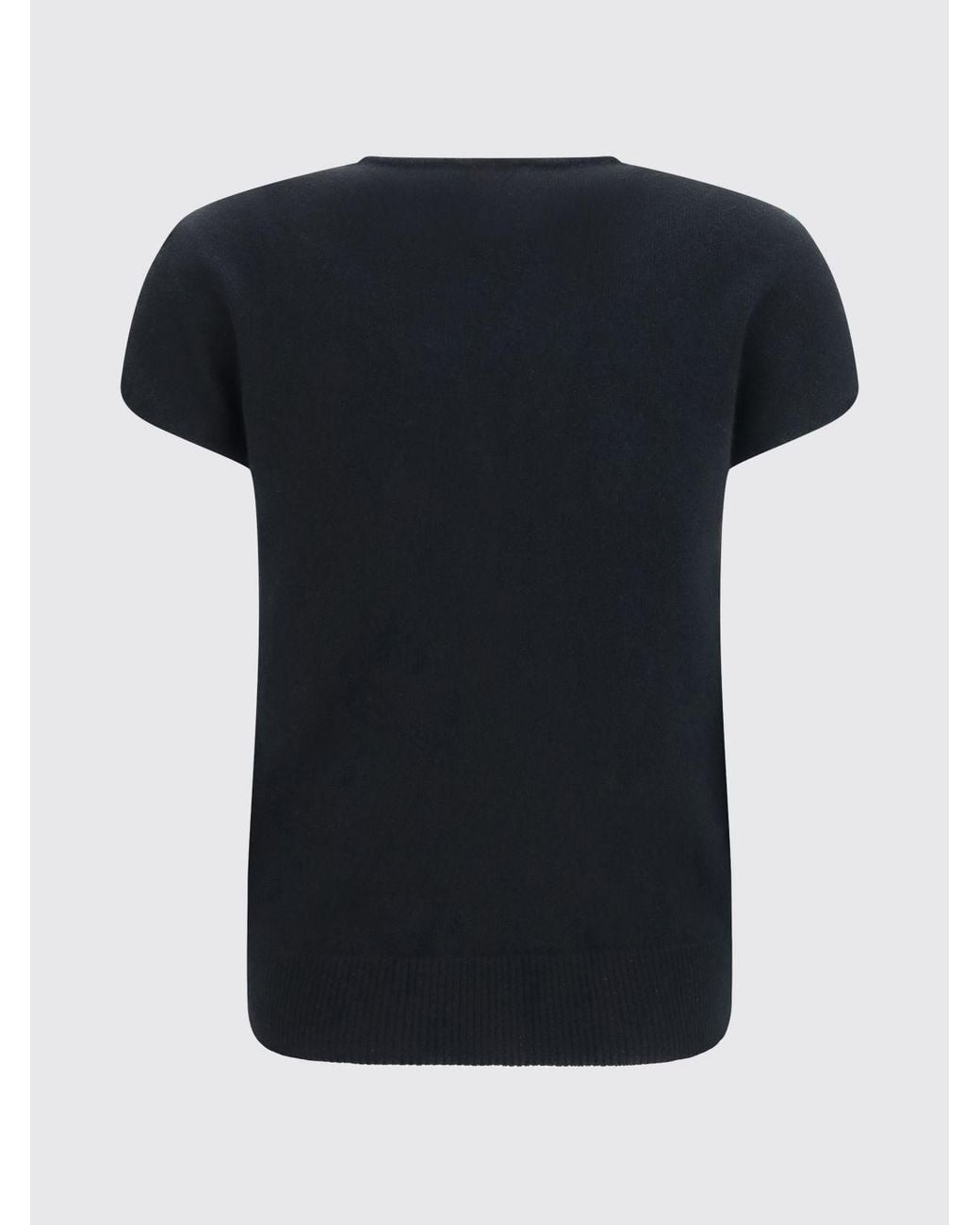 Balmain Black Crewneck Wool-Blend Knit Top With Short Sleeves